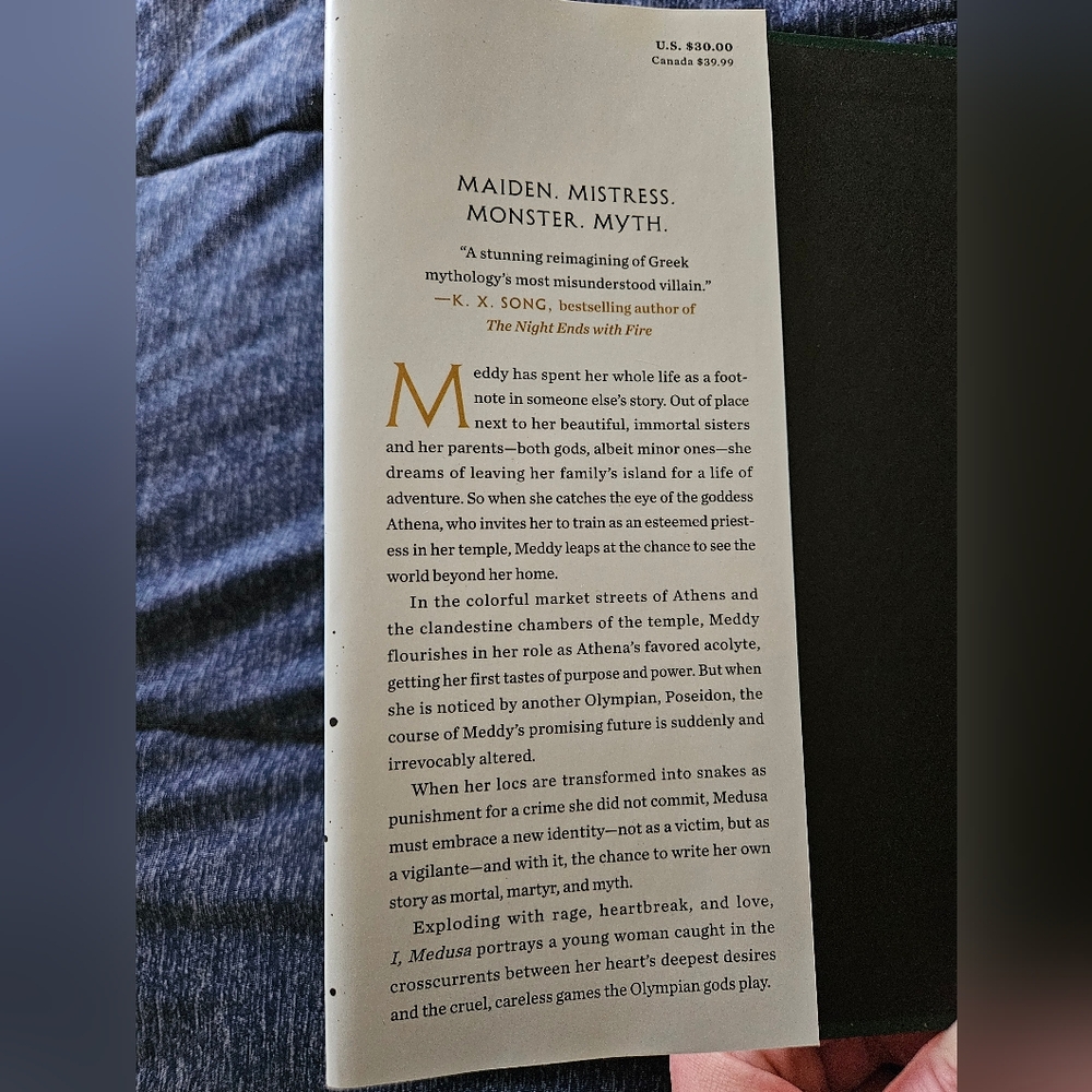 I, Medusa Hardcover Novel by — Green & Gold Cover - Picture 2 of 3